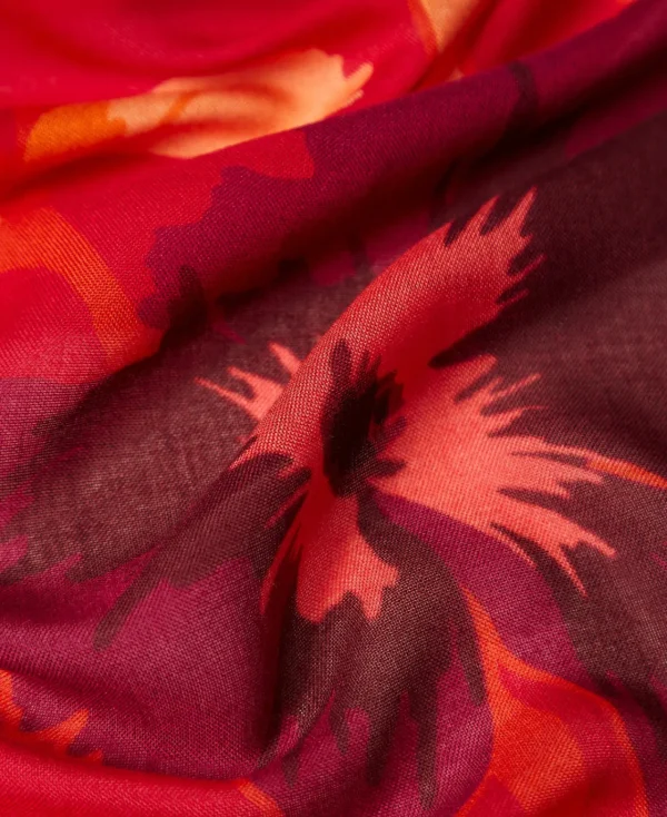 tole_avec_imprim_floral_2.webp Écharpes*TWINSET Milano Étole Avec Imprimé Floral Grandes Fleurs Rouge/Red Plum