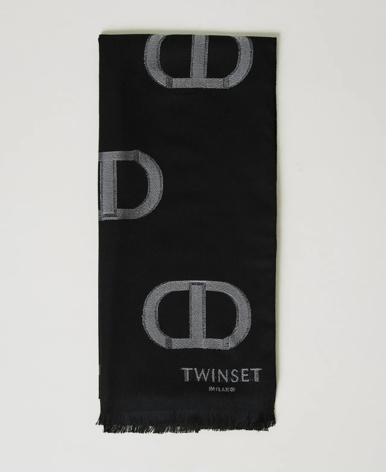 Écharpes*TWINSET Milano Étole Avec Motif Oval T Et Fil Coupé Noir
