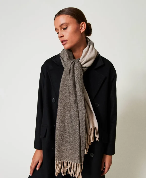 Écharpes*TWINSET Milano Étole En Drap Avec Franges Beige Foncé