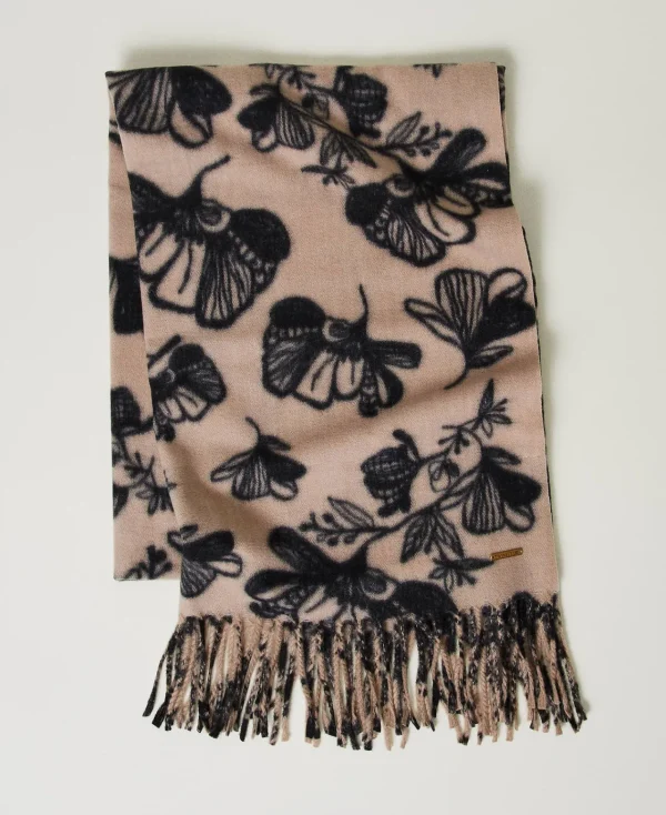 Écharpes*TWINSET Milano Étole En Drap Floral Wonder Beige