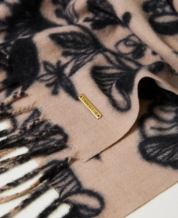 Écharpes*TWINSET Milano Étole En Drap Floral Wonder Beige