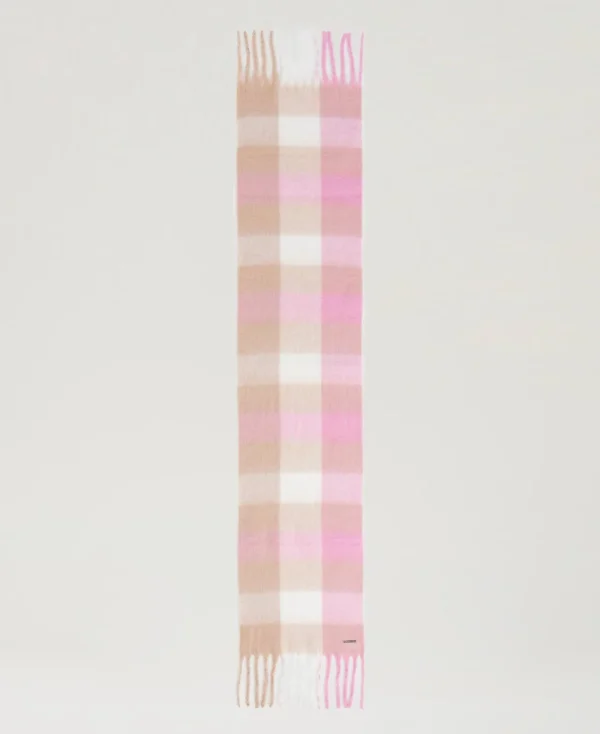 tole_en_drap_jacquard_3.webp Écharpes*TWINSET Milano Étole En Drap Jacquard Multicolore Carreau Les Beiges/Rose « Prism Pink »