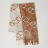 Écharpes*TWINSET Milano Étole En Drap Jacquard Avec Oval T Jacquard Oval T Marron « Sandy Brown »