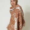 Écharpes*TWINSET Milano Étole En Drap Jacquard Avec Oval T Jacquard Oval T Marron « Sandy Brown »