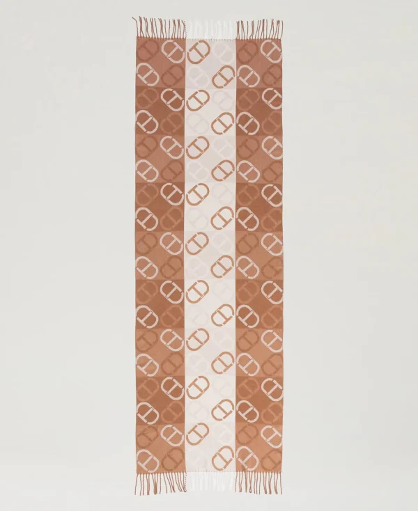 Écharpes*TWINSET Milano Étole En Drap Jacquard Avec Oval T Jacquard Oval T Marron « Sandy Brown »