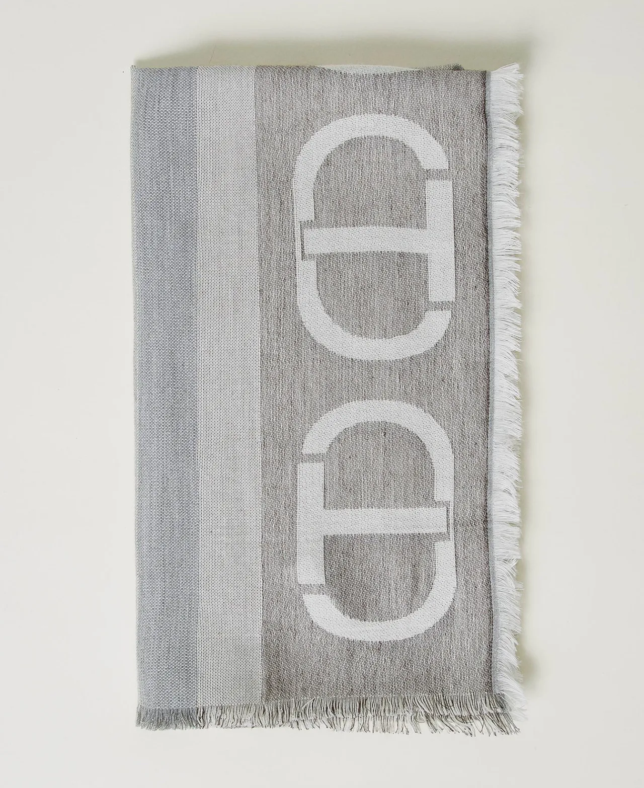 Écharpes*TWINSET Milano Étole Jacquard Avec Oval T Jacquard Rayures Blanc Neige/Gris Chiné Foncé