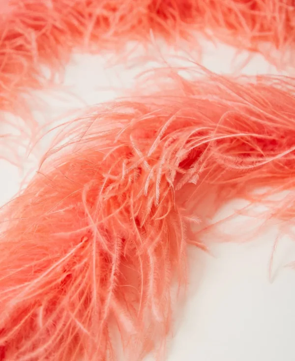 Écharpes*TWINSET Milano Étole MYFO Avec Plumes Corail Fluo