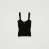 top_ajust_en_maille_avec__1-1.webp T-Shirts Et Tops*TWINSET Milano Top Ajusté En Maille Avec Logo Oval T Noir