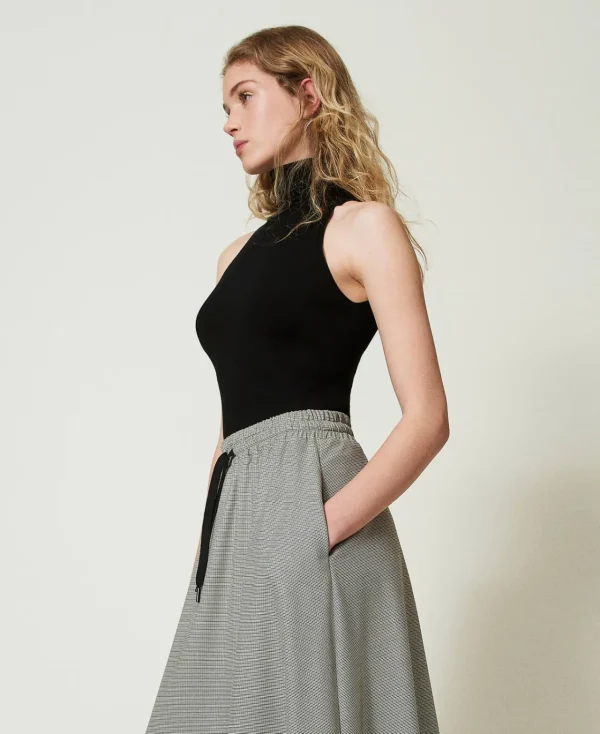 T-Shirts Et Tops*TWINSET Milano Top Ajusté En Maille Avec Encolure Américaine Noir
