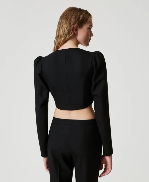 top_bustier_avec_broderie_4.webp T-Shirts Et Tops*TWINSET Milano Top Bustier Avec Broderie Noir