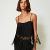 top_court_myfo_avec_frang_0.webp T-Shirts Et Tops*TWINSET Milano Top Court MYFO Avec Franges Noir