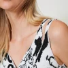 T-Shirts Et Tops*TWINSET Milano Top Cropped Jacquard En Fil Treeblend Jacquard Chats Neige/Noir
