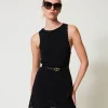 T-Shirts Et Tops*TWINSET Milano Top Double Usage En Maille Avec Ajours Noir