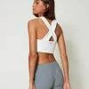 T-Shirts Et Tops*TWINSET Milano Top En Crêpe Cady Et Organza Brodé Crème White