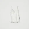 T-Shirts Et Tops*TWINSET Milano Top En Crépon Et Tulle Blanc « Butter Cookie »