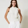 top_en_maille_avec_ctes_e_0.webp T-Shirts Et Tops*TWINSET Milano Top En Maille Avec Côtes Et Torsades Off White