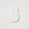 top_en_maille_avec_ctes_e_1.webp T-Shirts Et Tops*TWINSET Milano Top En Maille Avec Côtes Et Torsades Off White