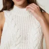 top_en_maille_avec_ctes_e_2.webp T-Shirts Et Tops*TWINSET Milano Top En Maille Avec Côtes Et Torsades Off White