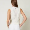 top_en_maille_avec_ctes_e_4.webp T-Shirts Et Tops*TWINSET Milano Top En Maille Avec Côtes Et Torsades Off White