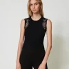 top_en_maille_avec_dentel_2.webp T-Shirts Et Tops*TWINSET Milano Top En Maille Avec Dentelle Noir