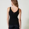 top_en_maille_ctele_avec__3.webp T-Shirts Et Tops*TWINSET Milano Top En Maille Côtelée Avec Perles Noir