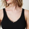 top_en_maille_ctele_avec__4.webp T-Shirts Et Tops*TWINSET Milano Top En Maille Côtelée Avec Perles Noir