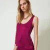 T-Shirts Et Tops*TWINSET Milano Top En Satin Martelé Violet « Prune Rouge »