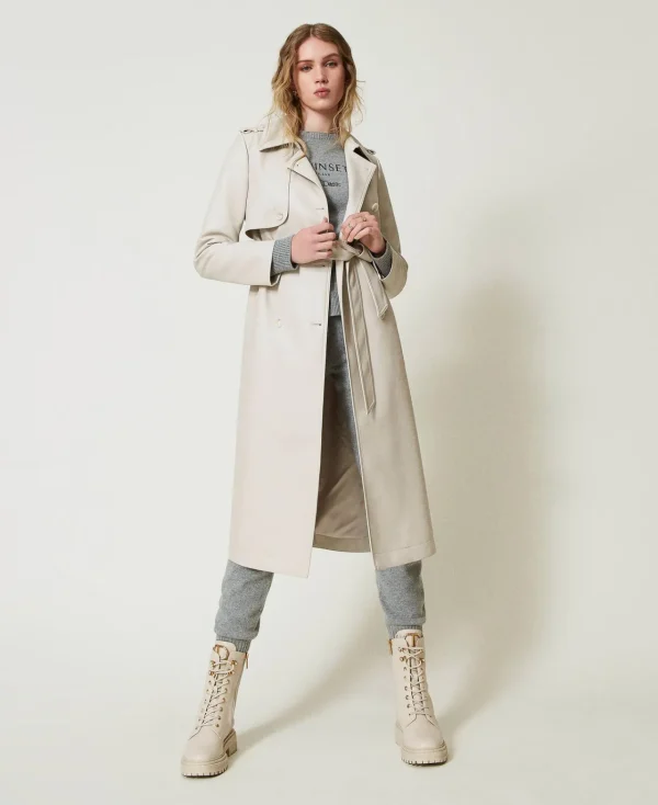 trench_long_enduit_avec_c_0.webp Manteaux Et Trenchs*TWINSET Milano Trench Long Enduit Avec Ceinture Blanc « Old White »