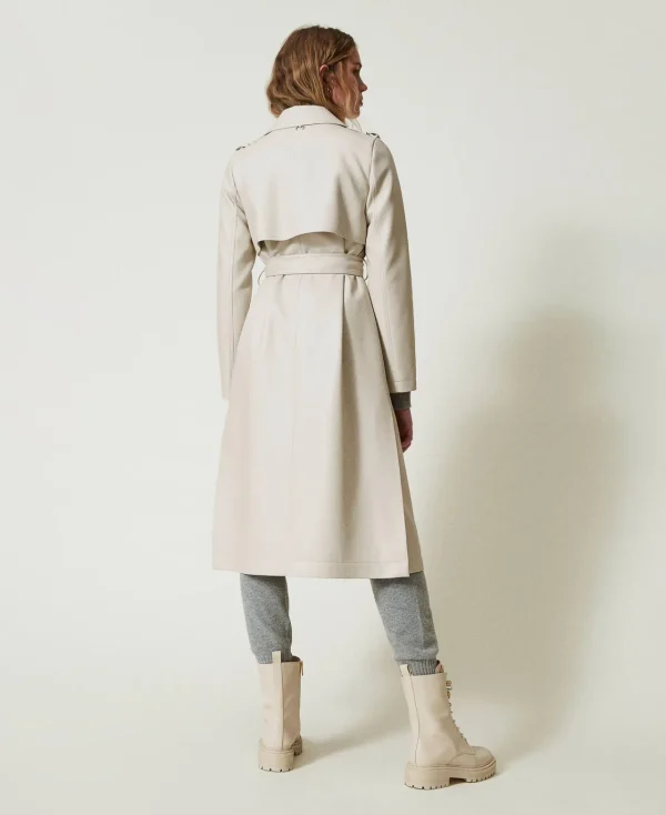 trench_long_enduit_avec_c_4.webp Manteaux Et Trenchs*TWINSET Milano Trench Long Enduit Avec Ceinture Blanc « Old White »