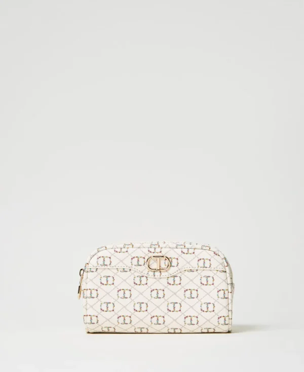 Autres Accessoires*TWINSET Milano Trousse De Toilette Avec Oval T OVAL T Fleur et Twinset/Ivoire