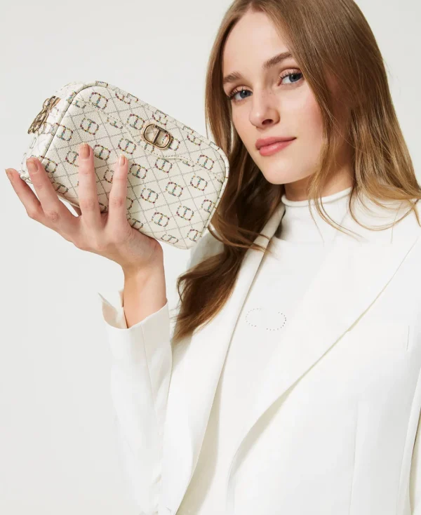 Autres Accessoires*TWINSET Milano Trousse De Toilette Avec Oval T OVAL T Fleur et Twinset/Ivoire