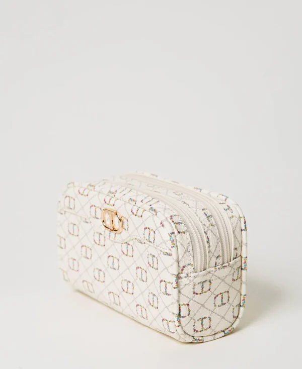 Autres Accessoires*TWINSET Milano Trousse De Toilette Avec Oval T OVAL T Fleur et Twinset/Ivoire