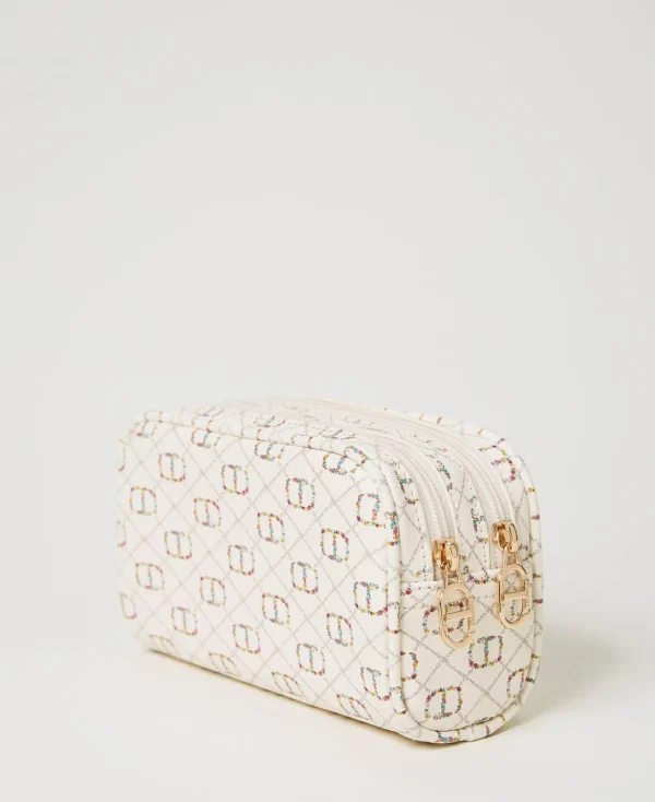 Autres Accessoires*TWINSET Milano Trousse De Toilette Avec Oval T OVAL T Fleur et Twinset/Ivoire