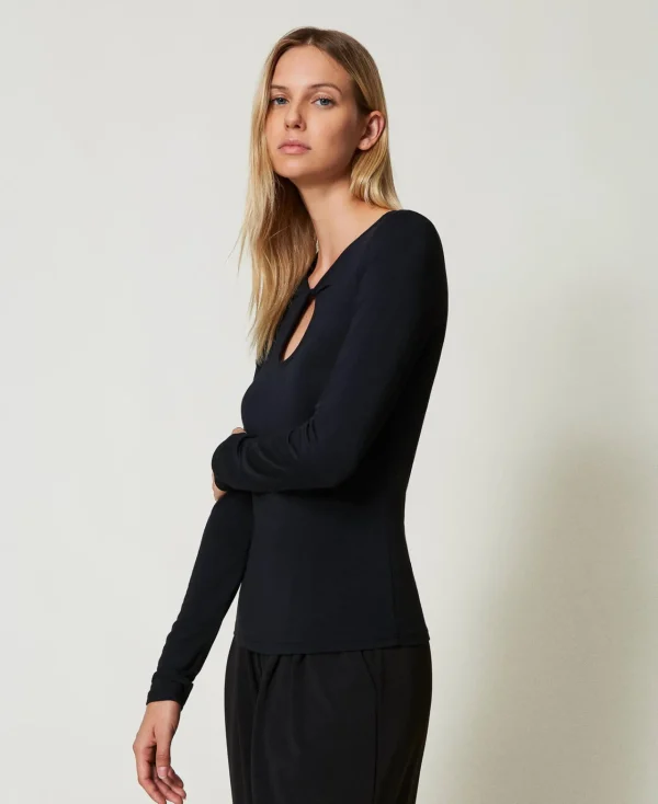 T-Shirts Et Tops*TWINSET Milano T-shirt Ajouré Noir