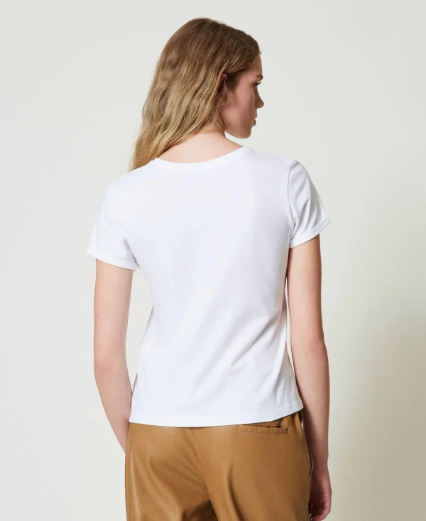 T-Shirts Et Tops*TWINSET Milano T-shirt Ajusté Avec Broche Crochet Blanc