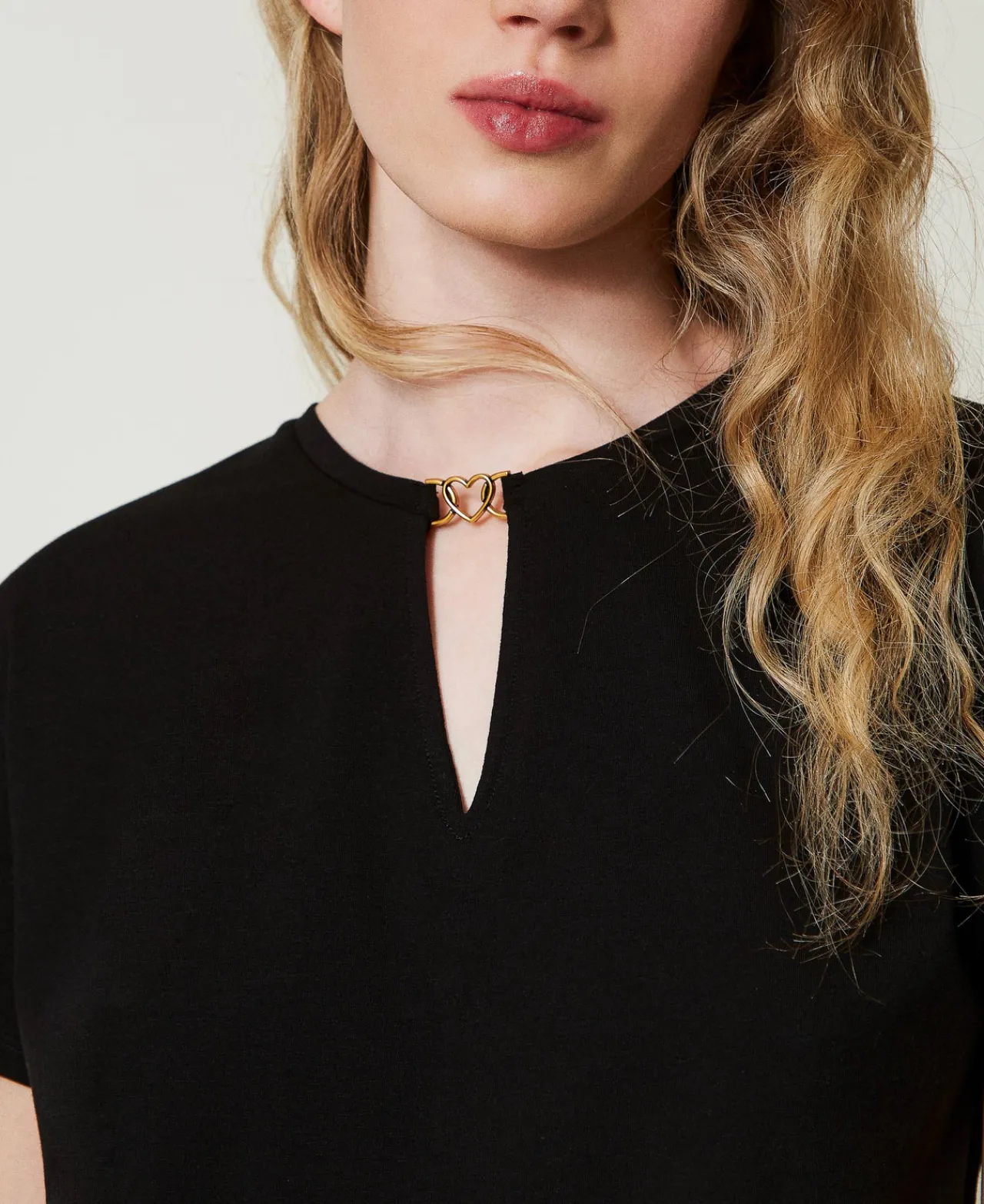 T-Shirts Et Tops*TWINSET Milano T-shirt Avec Barrette Cœur Noir