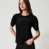 T-Shirts Et Tops*TWINSET Milano T-shirt Avec Broderie En Nœud Noir