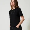 T-Shirts Et Tops*TWINSET Milano T-shirt Avec Broderie En Nœud Noir