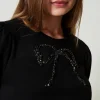 T-Shirts Et Tops*TWINSET Milano T-shirt Avec Broderie En Nœud Noir