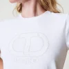 T-Shirts Et Tops*TWINSET Milano T-shirt Avec Broderie Siglée Oval T Blanc