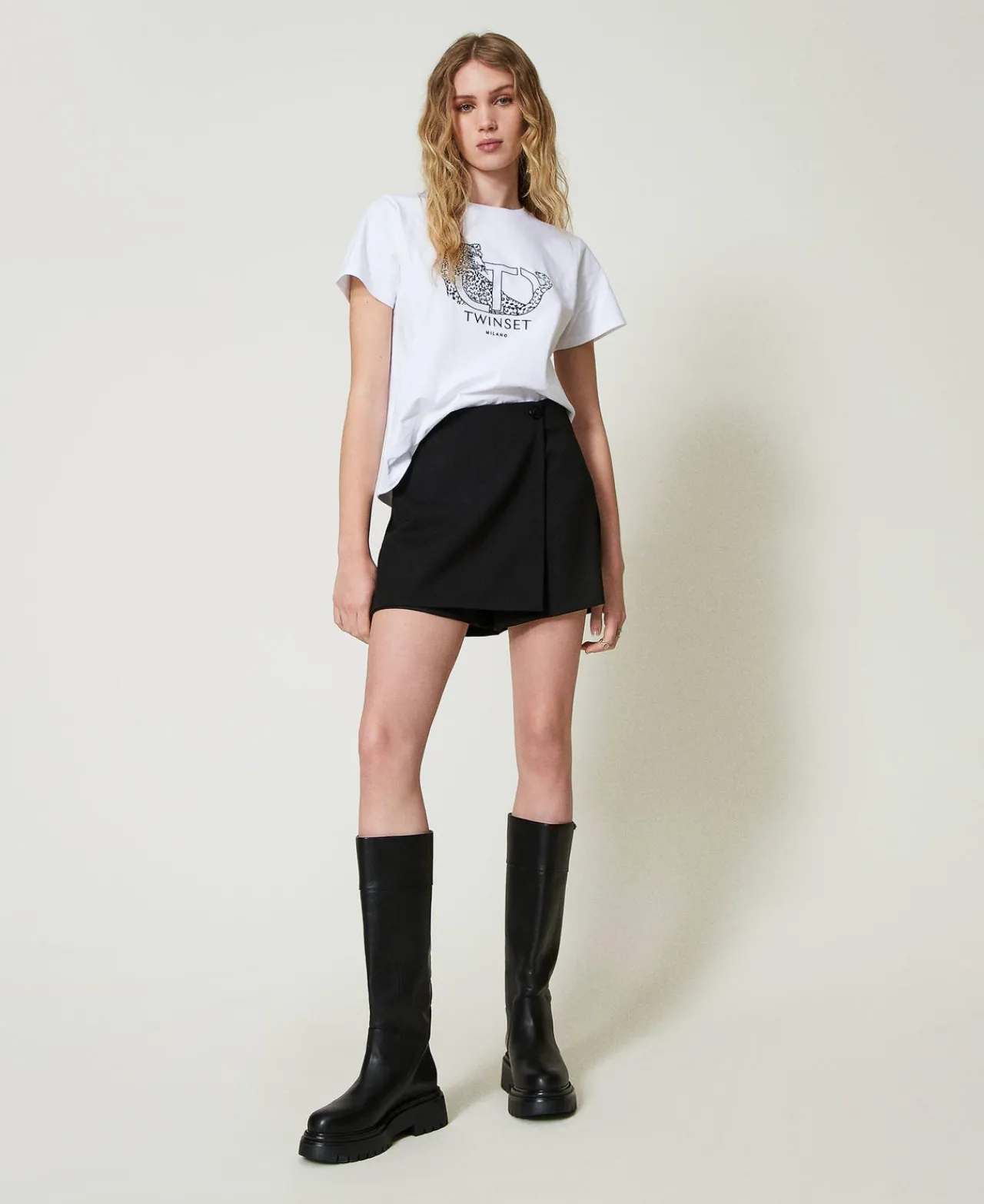 T-Shirts Et Tops*TWINSET Milano T-shirt Avec Broderie Siglée Et Jaguar Blanc