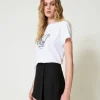 T-Shirts Et Tops*TWINSET Milano T-shirt Avec Broderie Siglée Et Jaguar Blanc