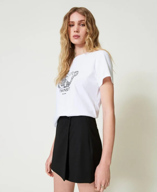 T-Shirts Et Tops*TWINSET Milano T-shirt Avec Broderie Siglée Et Jaguar Blanc