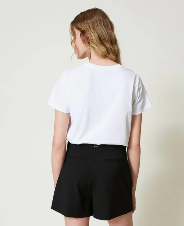 T-Shirts Et Tops*TWINSET Milano T-shirt Avec Broderie Siglée Et Jaguar Blanc