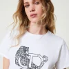 T-Shirts Et Tops*TWINSET Milano T-shirt Avec Broderie Siglée Et Jaguar Blanc