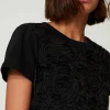 T-Shirts Et Tops*TWINSET Milano T-shirt Avec Broderies En Organza Noir