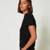 T-Shirts Et Tops*TWINSET Milano T-shirt Avec Broderies En Organza Noir