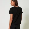 T-Shirts Et Tops*TWINSET Milano T-shirt Avec Broderies En Organza Noir