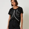 T-Shirts Et Tops*TWINSET Milano T-shirt Avec Broderies Et Perles Noir