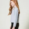 T-Shirts Et Tops*TWINSET Milano T-shirt Avec Imprimé Collier Et Strass Gris Moyen Mélangé Clair